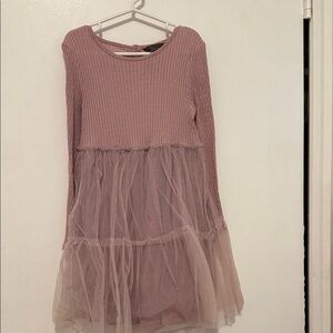 Pink Long Sleeve Kids Dress